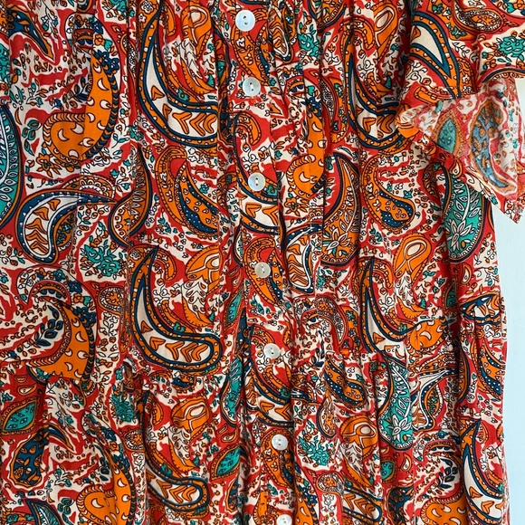 Margaux Riviera size XL off shoulder button front midi dress orange - Picture 6 of 13